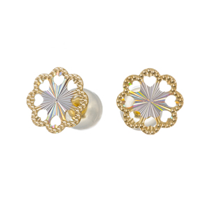 K18YG/YG(ロジウムメッキ) レインボーサークル ピアス 約0.4g