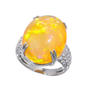PT950 ファイアオパール ダイヤ リング FO 17.005ct D 0.96ct 
