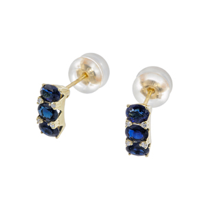 K18YG サファイア ダイヤ ピアス SA 約1.00ct D 約0.02ct