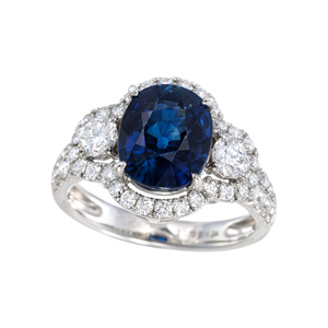 PT950 マダガスカル産サファイア ダイヤ リング SA 5.073ct D 1.24ct 