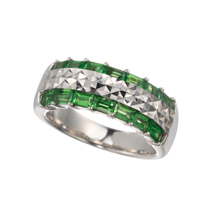 パラジウムシルバー950ツァボライトキラキラ彫りリングTS約1.20ct