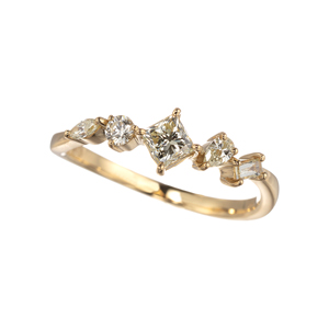 K18YG ダイヤモンド 5種のカット リング D 約0.40ct