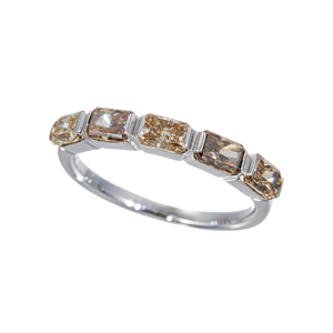 PT950 エメラルドラディアントカットブラウンダイヤモンド リング BRD 約1.50ct 