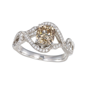 PT950 ブラウンダイヤモンド & ダイヤ リング BRD 約1.50ct D 約0.25ct