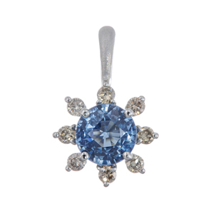 PT950 アイスブルーサファイア ブラウンダイヤ ペンダントトップ