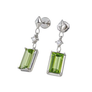 PT990 ペリドット ダイヤ ピアス 