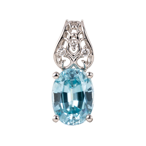 PT950 ブルージルコン ダイヤ filo ペンダントトップ ZI約1.80ct D約0.02ct