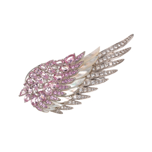 パラジウムシルバー950タミンゴスピネルピンクサファイア天然ホワイトジルコン白蝶貝Miaブローチ