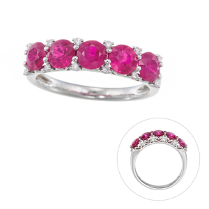 PT950 ミャンマー産ルビー ダイヤ リング RB 約1.80ct D 約0.14ct