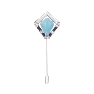 PT950 スリーピングビューティーターコイズ(スタビライズ) ダイヤ オニキス 白蝶貝 ピンブロー