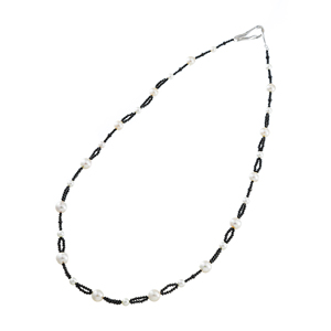 SVアコヤ真珠無調色ブラックスピネルデザインネックレスP約5.0-8.0mmSP約22.00ct