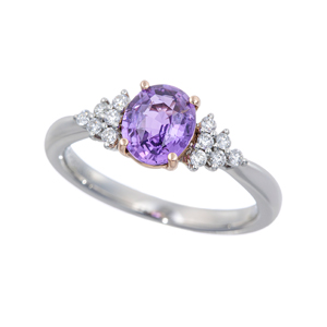 PT950/K18PG マダガスカル産非加熱ヴィヴィッドパープルバイオレットサファイア ダイヤ リン