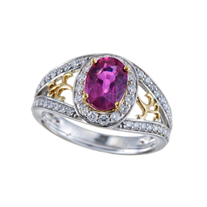  PT950/K22 モザンビーク産非加熱ヴィヴィッドパープルレッドルビー ダイヤ リング