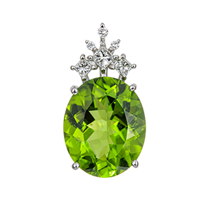 PT950 ペリドット ダイヤ エコー ペンダントトップ PE 約7.00ct D 約0.20ct 