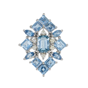 PT950 サンタマリアアフリカーナアクアマリン ダイヤ フロスト・レース ペンダントトップ 