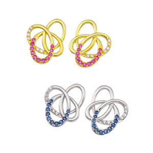 パラシル ルビー天然ホワイトジルコン＆ライトブルーサファイア天然ホワイトジルコンチャーム2点セット