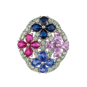 PT950サファイアライトブルーサファイアピンクサファイアルビーグリーンサファイアペントップ