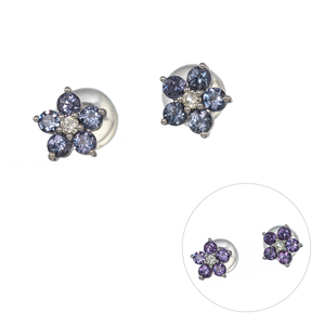 PT950 カラーチェンジガーネット ダイヤ ピアス CG 約0.60ct D 約0.04ct