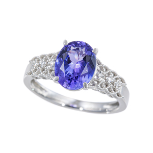 PT950 タンザナイト ダイヤ リング TA 約2.00ct D 約0.02ct
