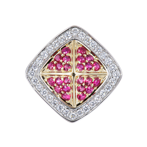 PT950/K18YG ルビー ダイヤ ペンダントトップ RB 約0.25ct D 約0.12ct 