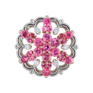 PT950/K18PGアヤナスピネルダイヤ紅ペンダントトップSP約0.55ctD約0.04ct