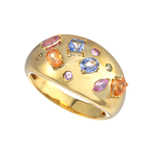 パラジウムシルバー950 サファイア スペサタイトガーネット リング