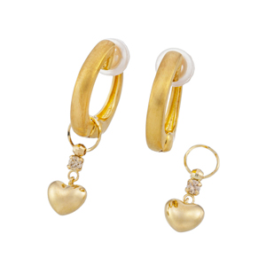 K18YG/SVブラウンダイヤモンドチャーム＆フェザータッチイヤリング2点セット