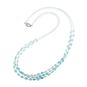 SVグリーンアパタイトホワイトトパーズ3連ネックレスAPA約55.00ctTO約35.00ct