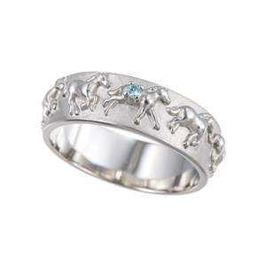 PT990ブラジル産パライバトルマリン馬九行駆フルエタニティーリング