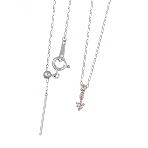 PT990/PT950ファンシーピンクダイヤ ファンシーライトピンクダイヤネックレス