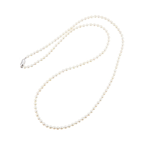 SV 越物 アコヤ真珠 無調色 ロングネックレス P 約5.0-5.5mm 約90cm