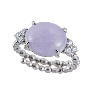 PT950 ラベンダーヒスイ ダイヤ フリーリング J 約4.50ct D 約0.19ct 9～23