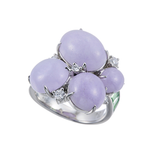 PT950 ラベンダーヒスイ ツァボライト ダイヤ リング