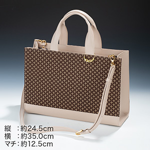 甲州印伝スターフラワーバッグ(グレージュ地・白漆)＆パラジウムシルバー950ブローチセット