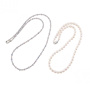 SV淡水真珠&淡水真珠グレーカラー(トリート)ロングネックレスセットP8.0mmP3.0-5.0mm