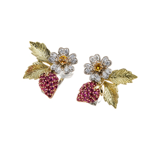 PT950/K18YG/GG/PG ルビー ダイヤ & ファンシーヴィヴィッドイエローダイヤ ストロ