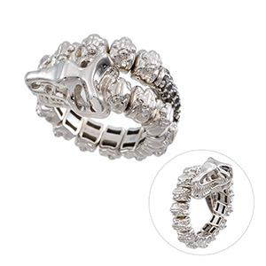 パラジウムシルバー950 ブラックダイヤモンド(トリート) T-REX フレックスリング BLD 約