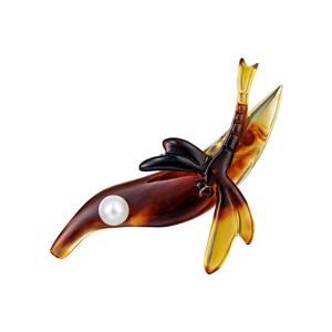 SV 本べっ甲 アコヤ真珠 トンボ ブローチ P 約5.0mm