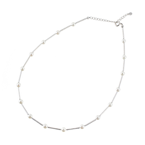 SV 越物 アコヤ真珠 無調色 デザインネックレス P 約5.0mm 約44cm