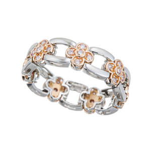 PT950/K18PG ピンクダイヤモンド フラワー フルエタニティーリング PD 約0.30ct 