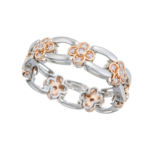 PT950/K18PG ピンクダイヤモンド フラワー フルエタニティーリング PD 約0.30ct 