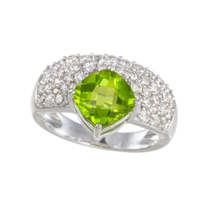 パラシルペリドット天然ホワイトジルコンリングPE約2.00ctZI約1.35ct