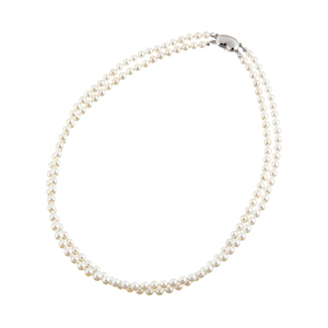 SVテリVeryGood越物アコヤ真珠無調色2連ネックレスP約4.5mm約42cm