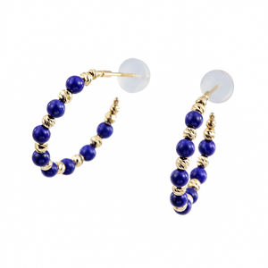 K18YG ラピスラズリ フープピアス 縦：約20.0mm 横：約3.0mm 総重量：約1.4g 