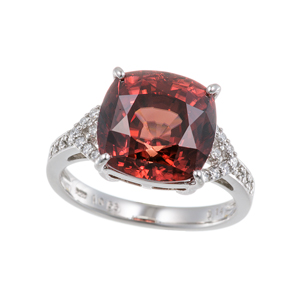 PT950 レッドジルコン ダイヤ リング ZI 10.66ct D 0.14ct