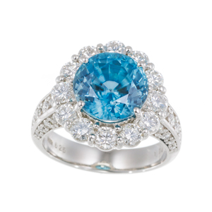 PT950 ブルージルコン ダイヤ リング ZI 6.25ct D 1.74ct