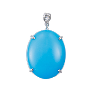 PT950スリーピングビューティーターコイズ(スタビライズ)ダイヤペントップ