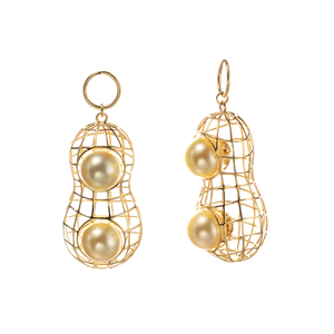 SVアコヤ真珠ゴールデンカラー(トリート)落花生モチーフチャームP約5.0mm