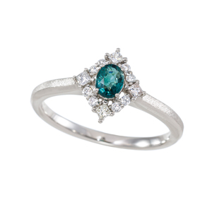 PT950 グランディディエライト ダイヤ リング GR 約0.20ct D 約0.16ct 