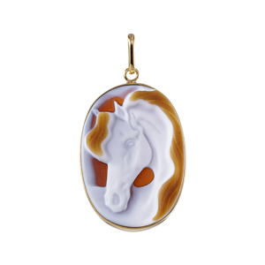 K18YG メノウカメオ ペンダントトップ カメオ 約25×18mm